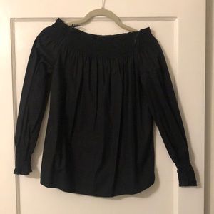 Zara Black Cotton Off the Shoulder Blouse